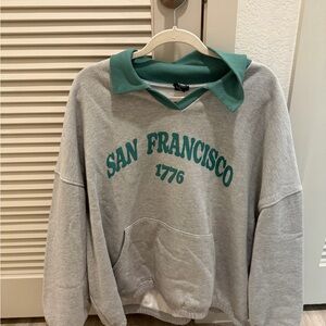 PacSun Gray and Green San Francisco Hoodie